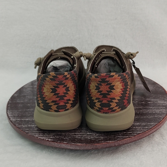 Ariat Men's Hilo Stretch Lace Dark Tan and Rust Aztec Shoe 10040445 - Picture 6 of 8